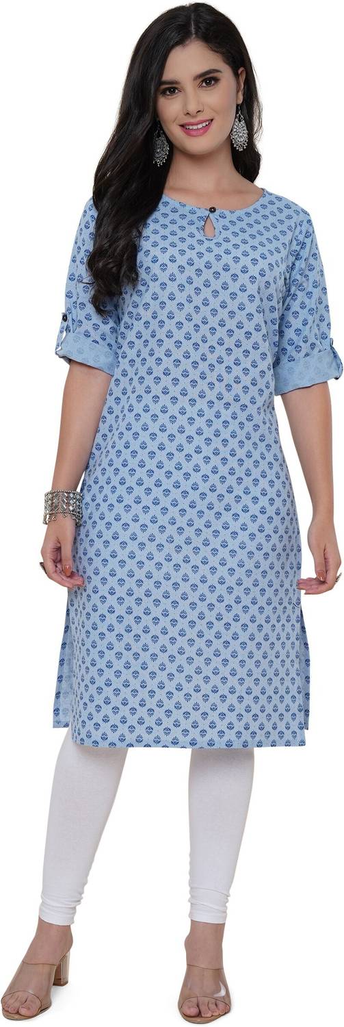 ANUSHIL Women Printed, Block Print, Embellished, Paisley Straight Kurta
