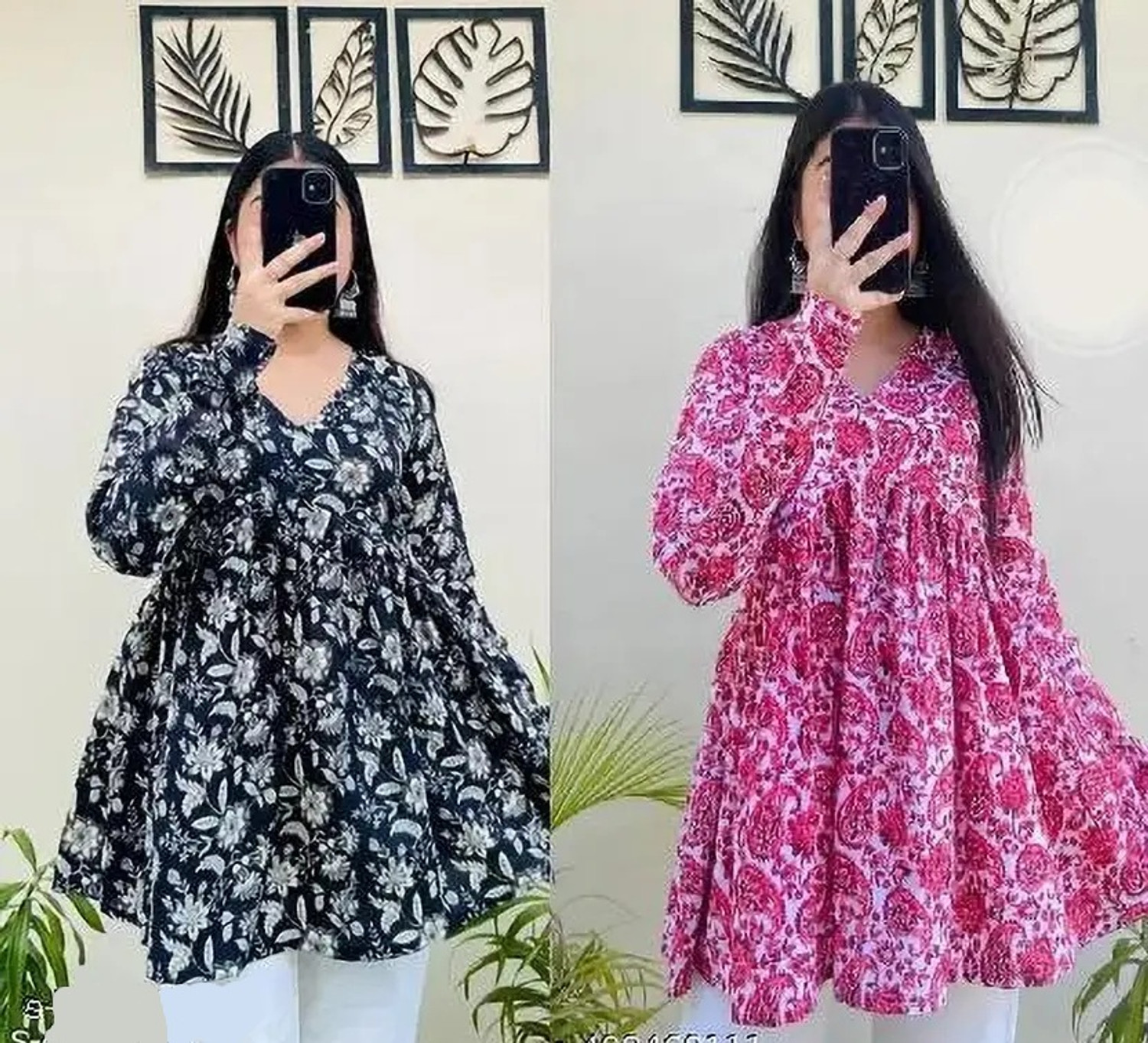 Image of VANKAR Women Floral Print Flared Kurta