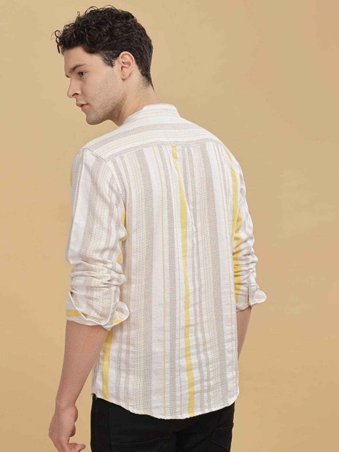 Image of Printcultr TRENDS Men Striped Straight Kurta