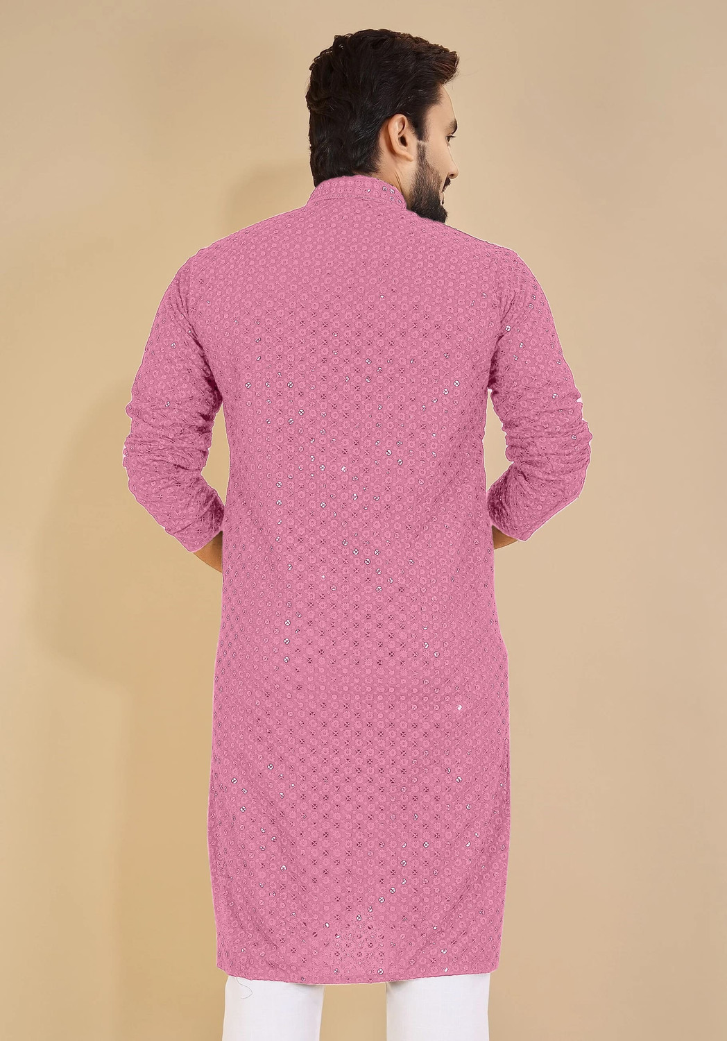 Image of MENSKURTA Men Embellished Straight Kurta