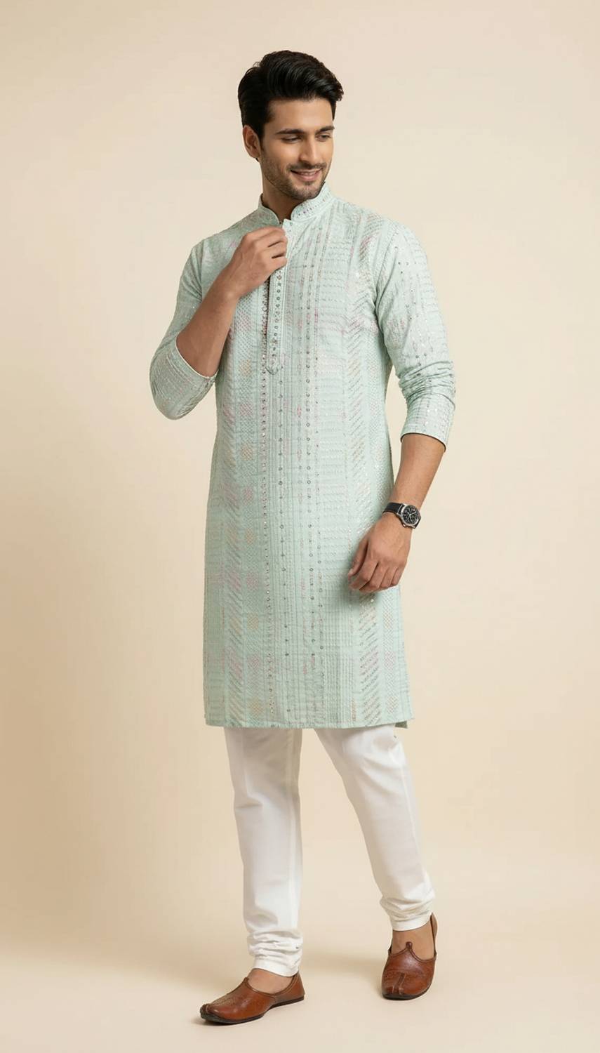 DHASU TRENDZ Men Embroidered Straight Kurta - Image 4