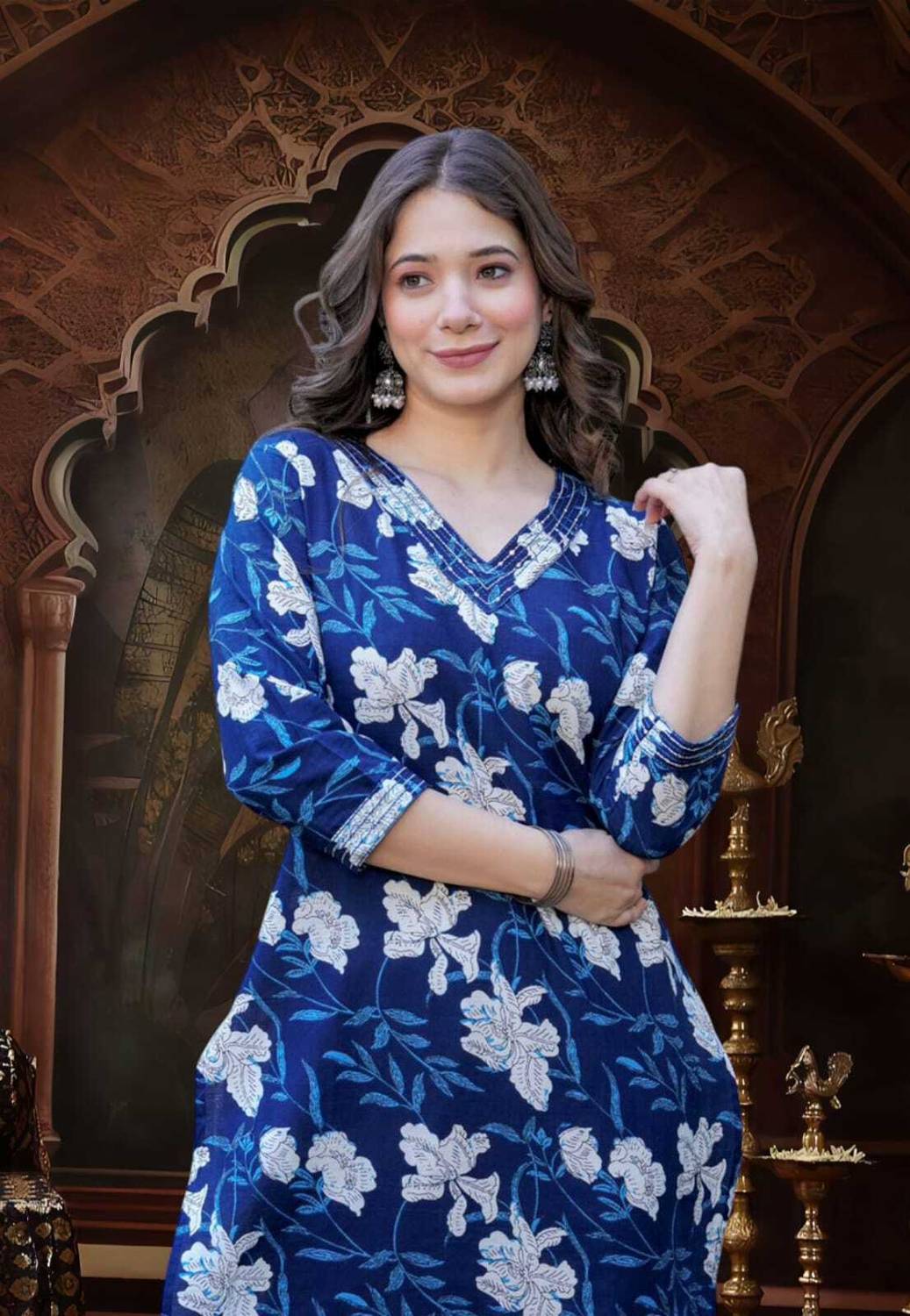 Wawlooks Women Floral Print, Embroidered, Embellished Viscose Ray