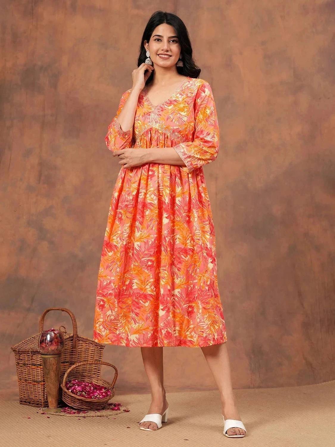 Lakshay Fashion Women Embroidered Cotton Blend Anarkali Kurta (Mu