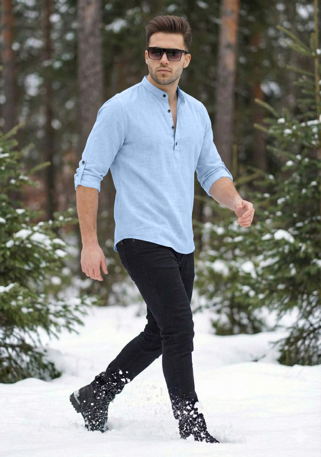 Image of bellstone Men Solid Straight Kurta