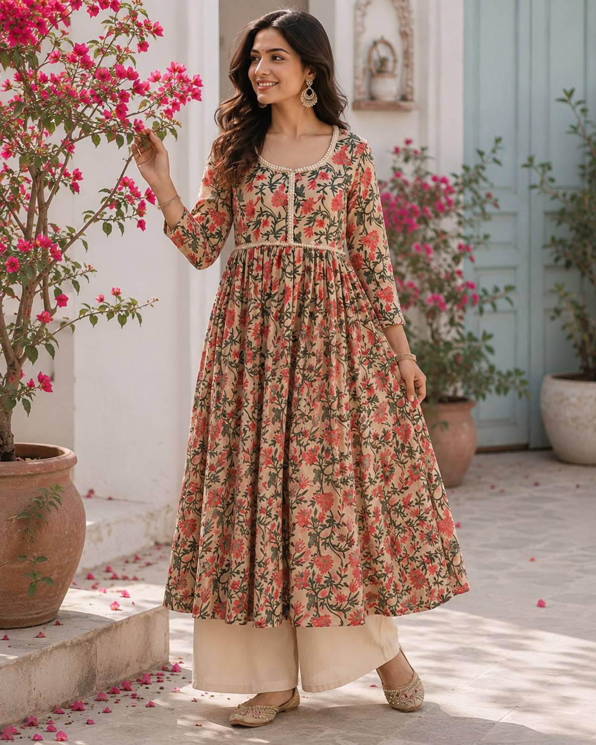 Women Ethnic Top Palazzo Set