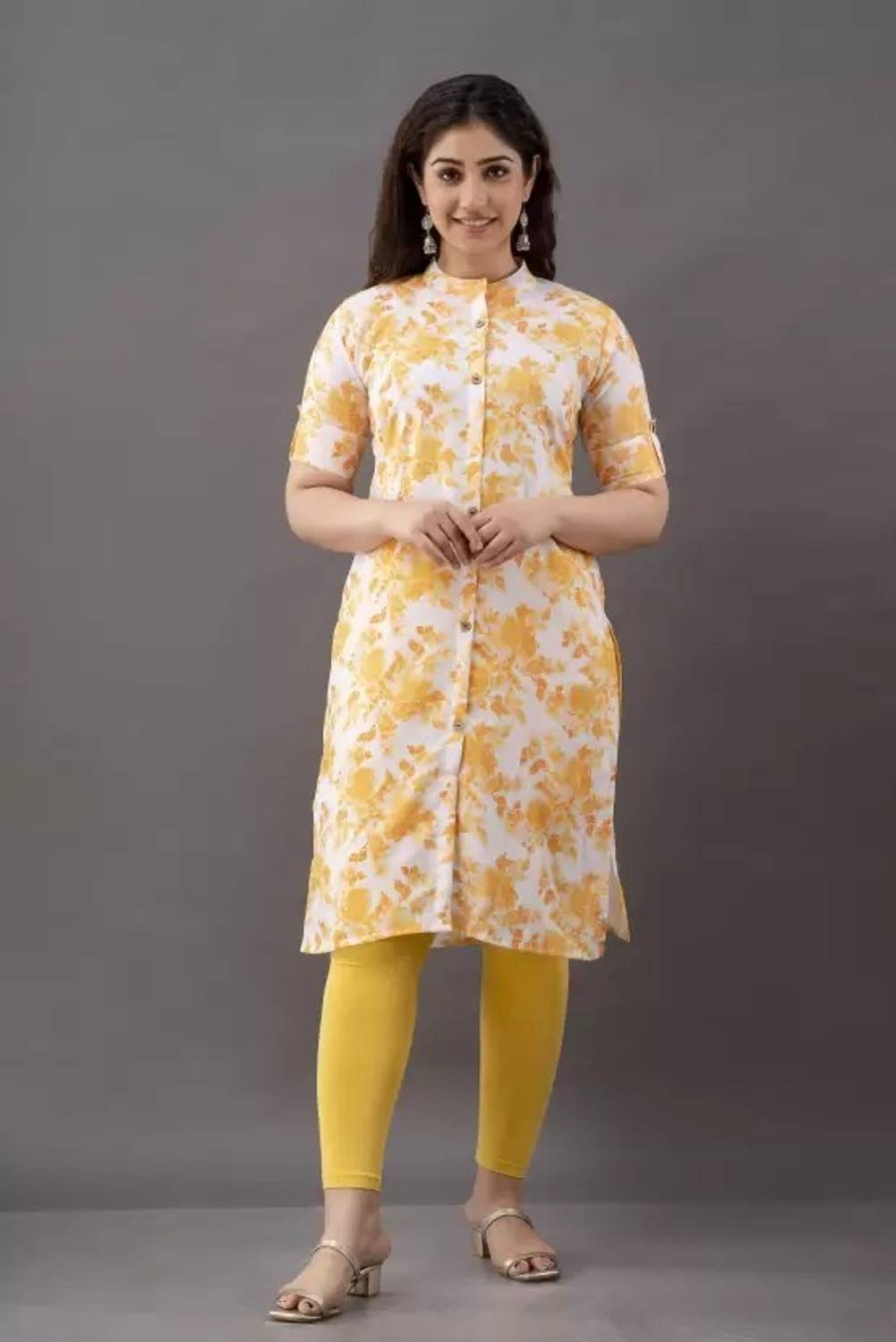 AAKASH Women Floral Print Straight Kurta