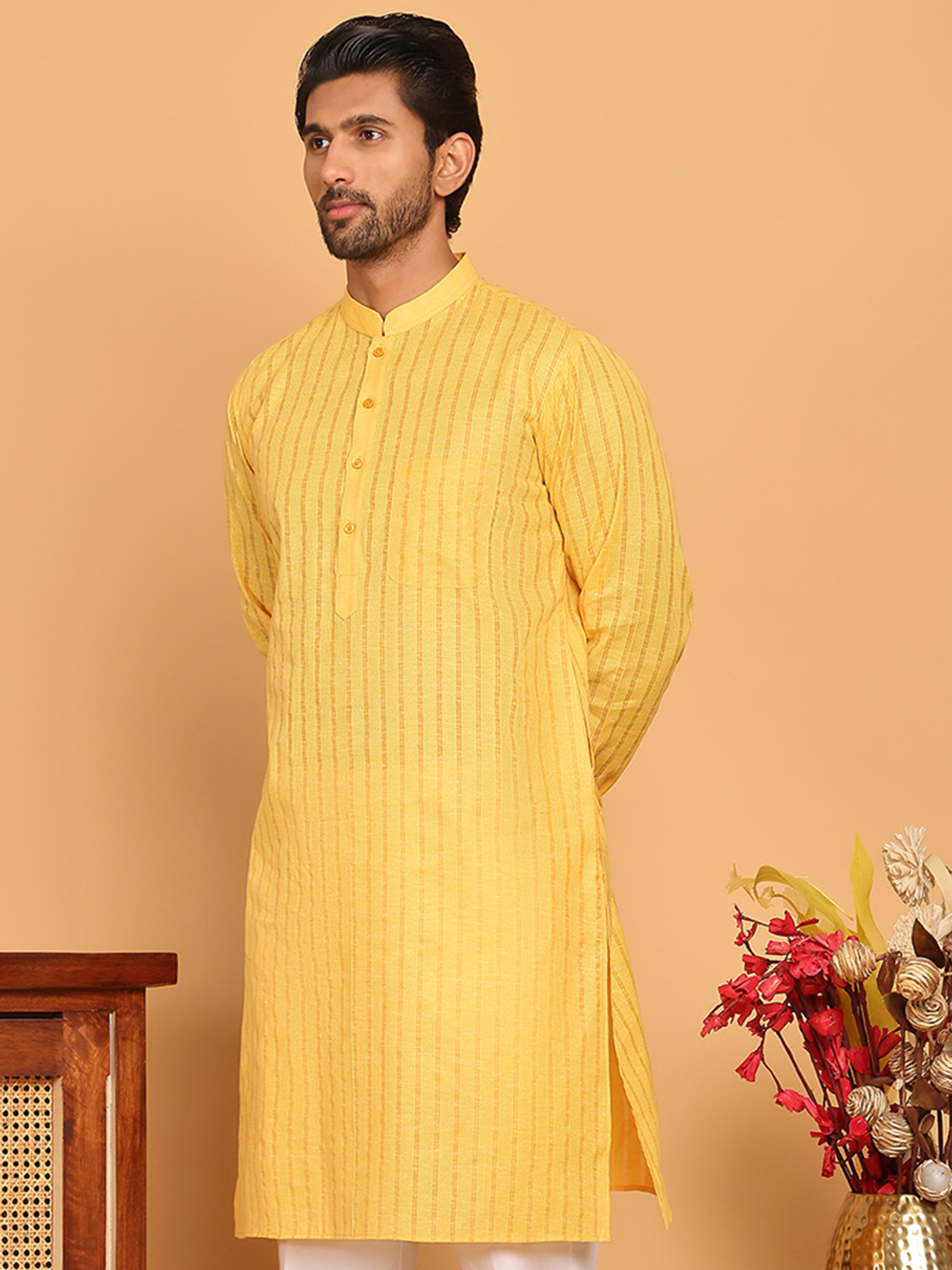 Image of Jompers Men Striped Straight Kurta