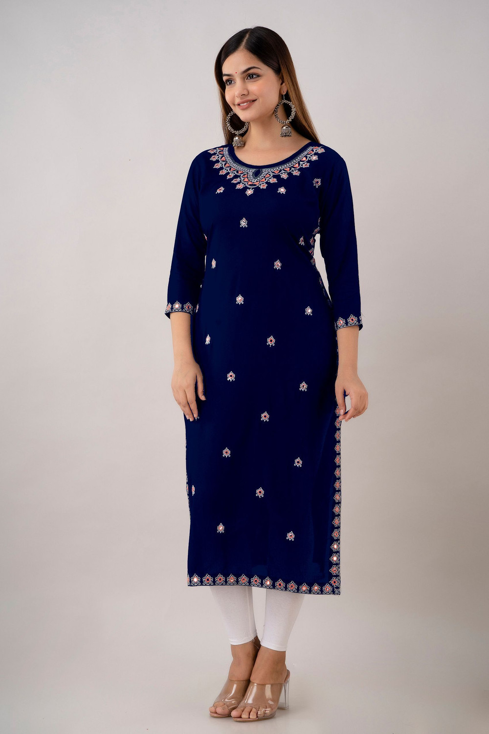 Image of Kapadia Women Embroidered Straight Kurta