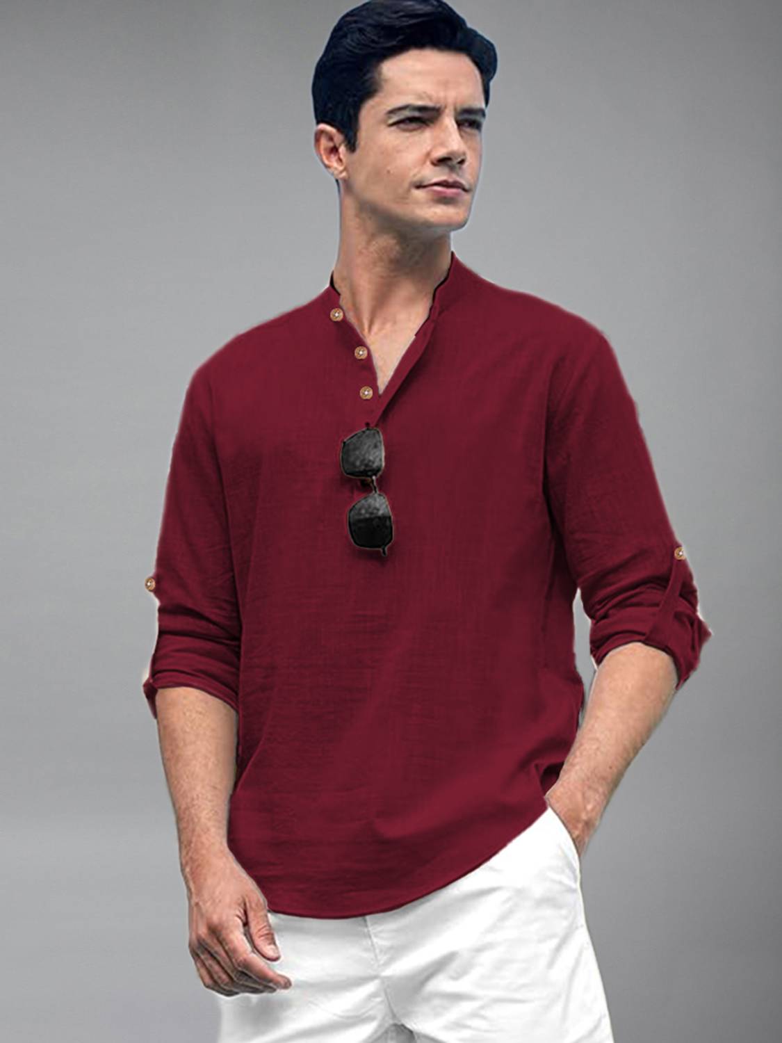 Univibe Men Red Solid Straight Kurta - Image 3