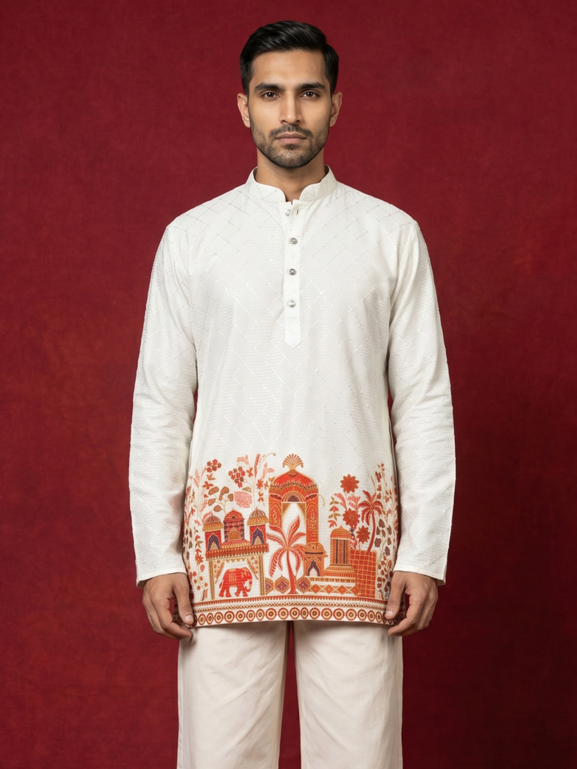 Image of ANOUK Men Printed Straight Kurta