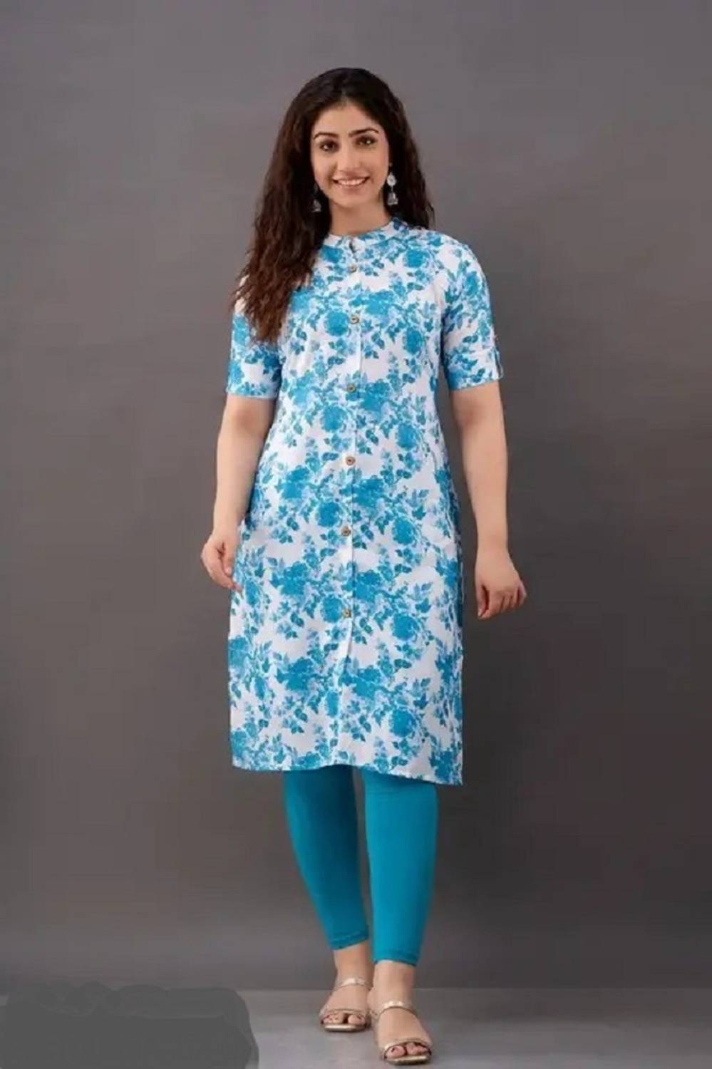 AAKASH Women Floral Print Straight Kurta