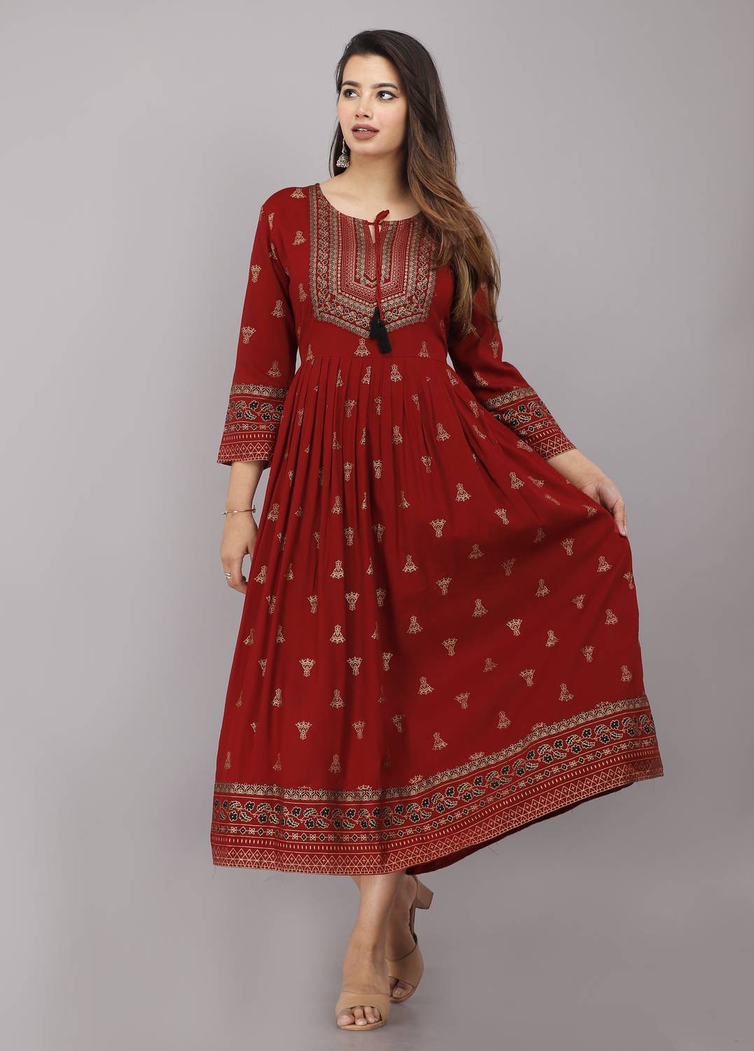 JOJO Enterprises Women Floral Print Viscose Rayon Anarkali Kurta