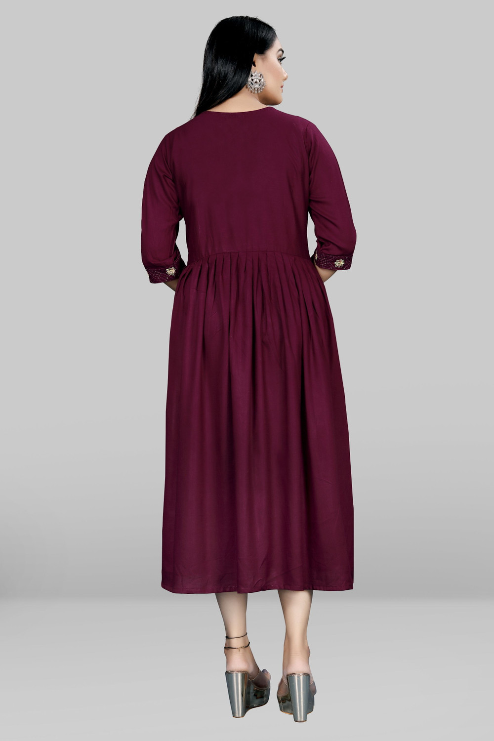 Image of sheladiya Women Fit and Flare Multicolor Midi /Calf Length Dress