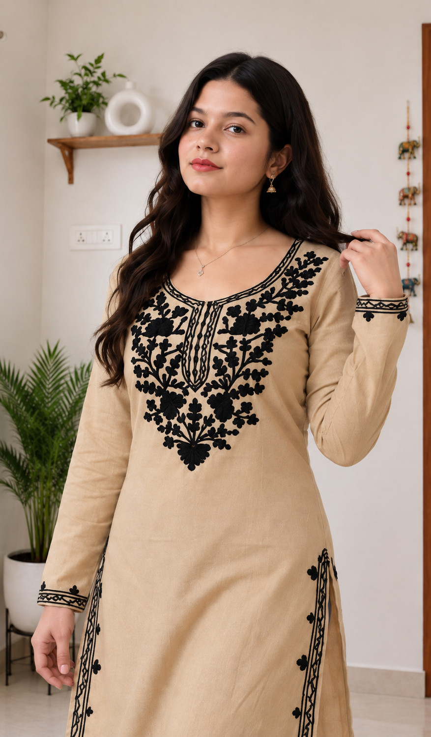Image of ETHNIQU Women Embroidered Straight Kurta