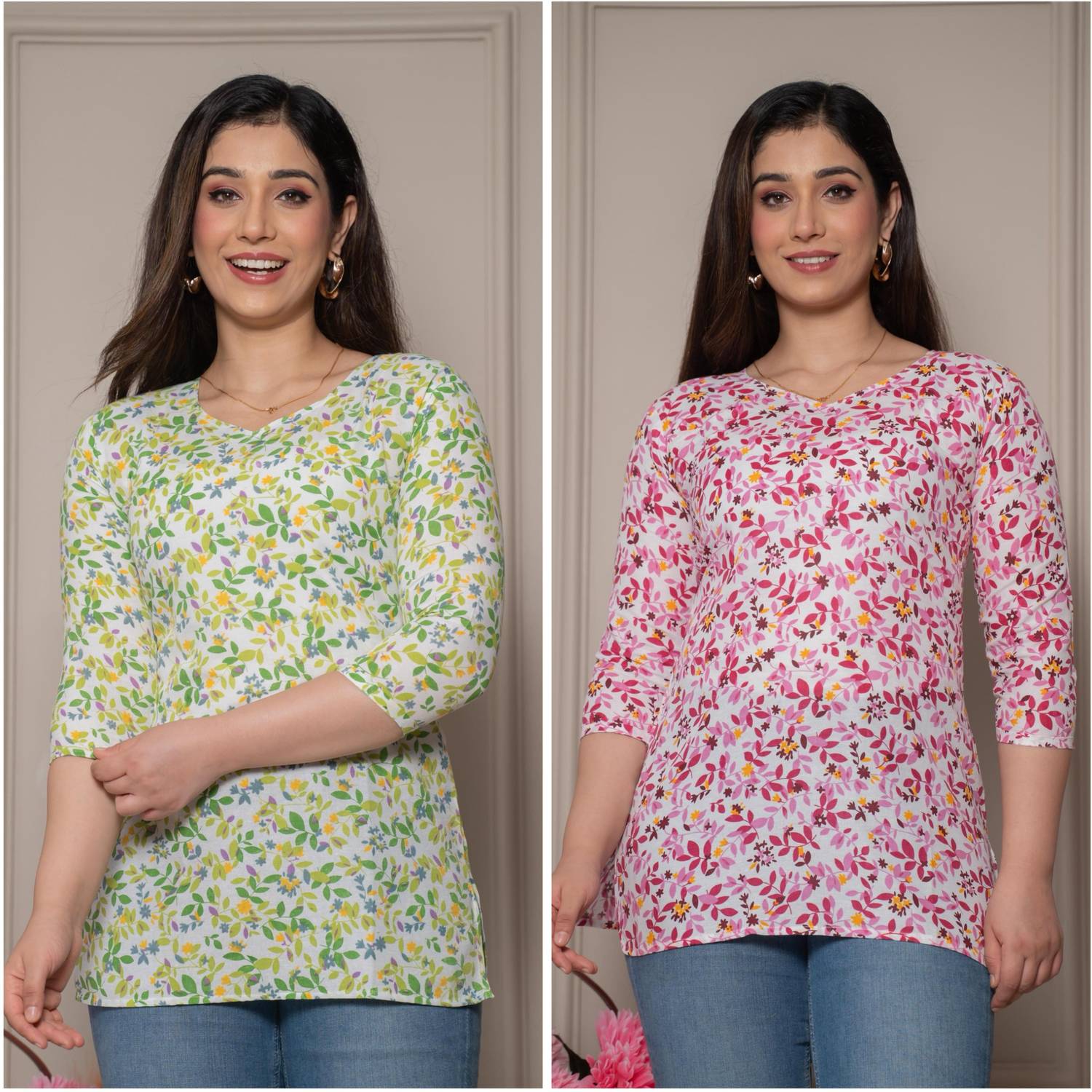 ATTIREGURU Women Floral Print Straight Kurta