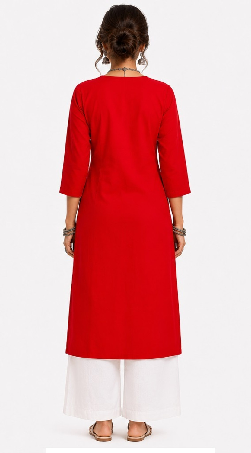 Image of JKFashionsss Women Chikan Embroidery Straight Kurta