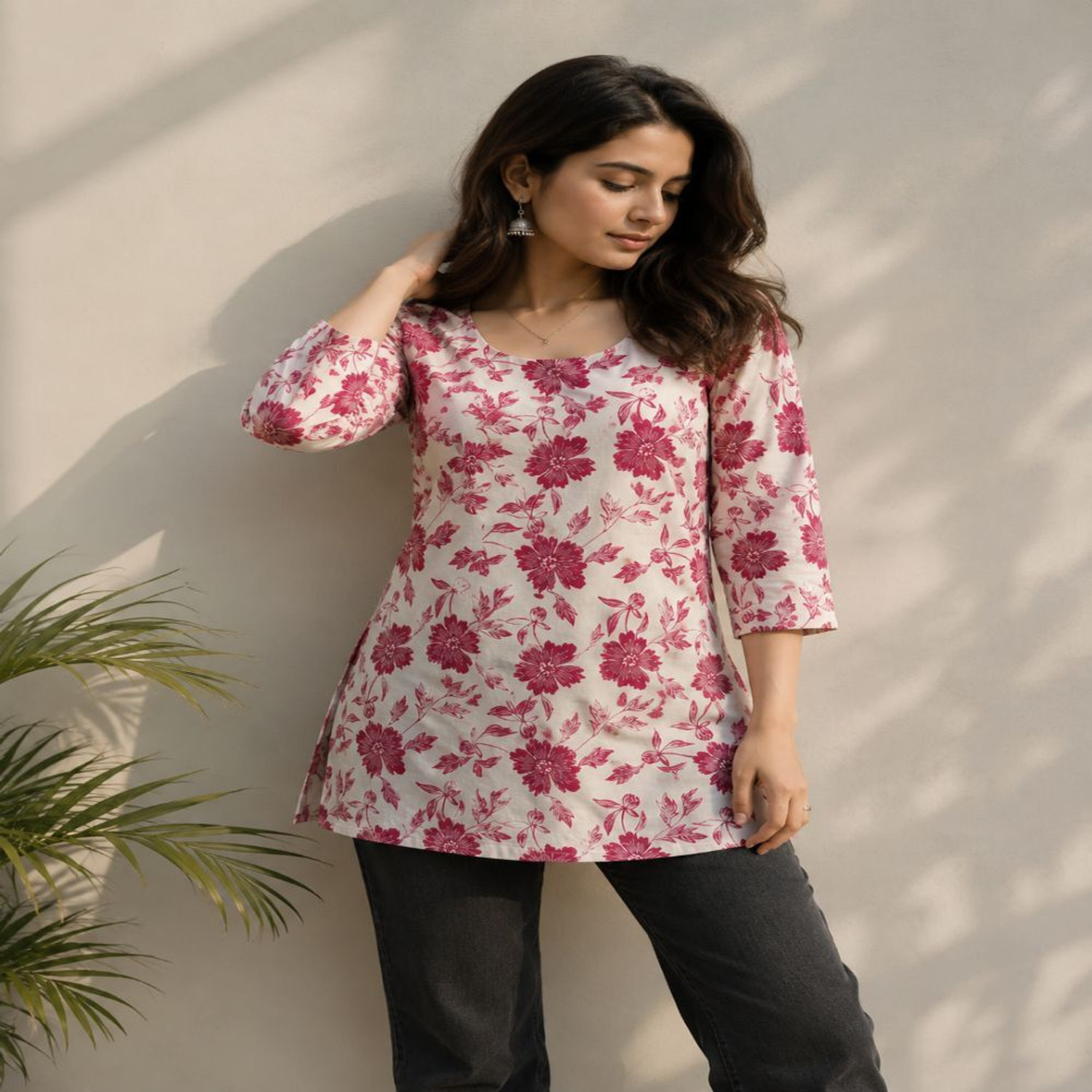 Image of StyleLooms Women Floral Print Straight Kurta