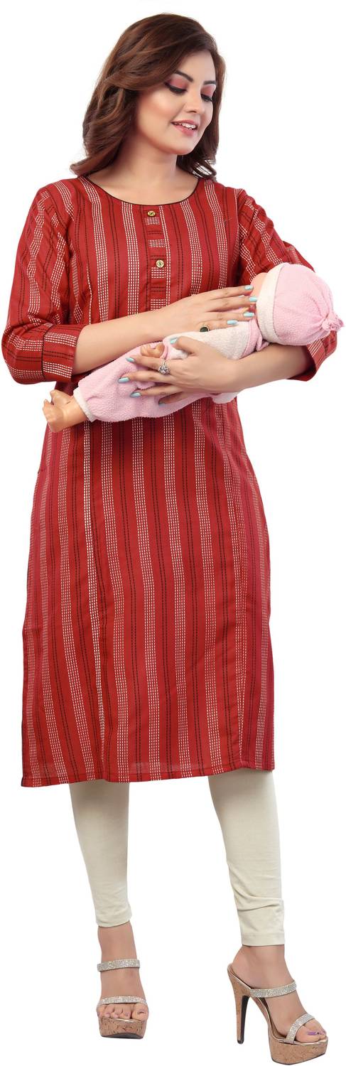B2Fashion Women Striped Straight Kurta