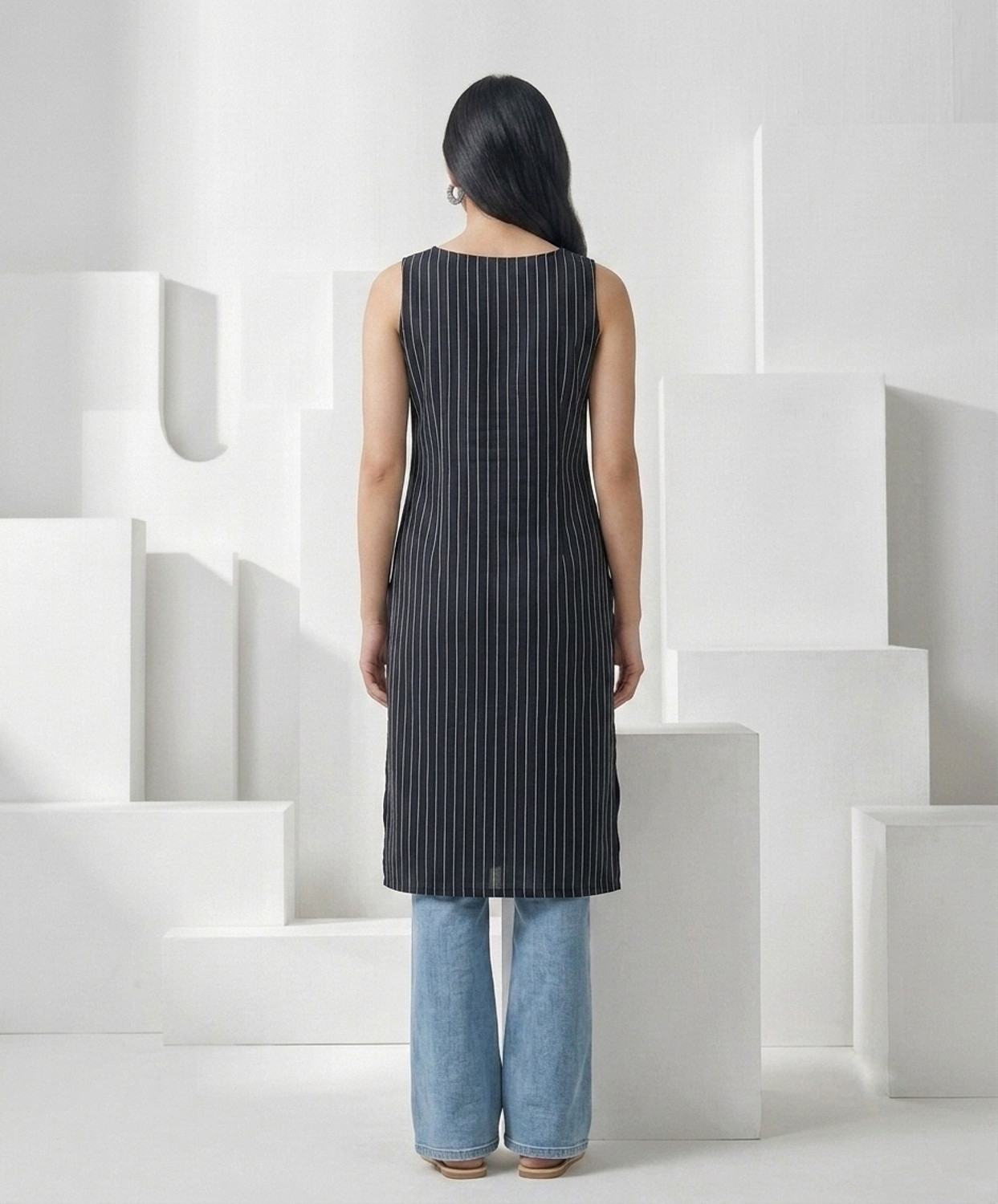 Image of IQYA APPAREL Women Striped Straight Kurta