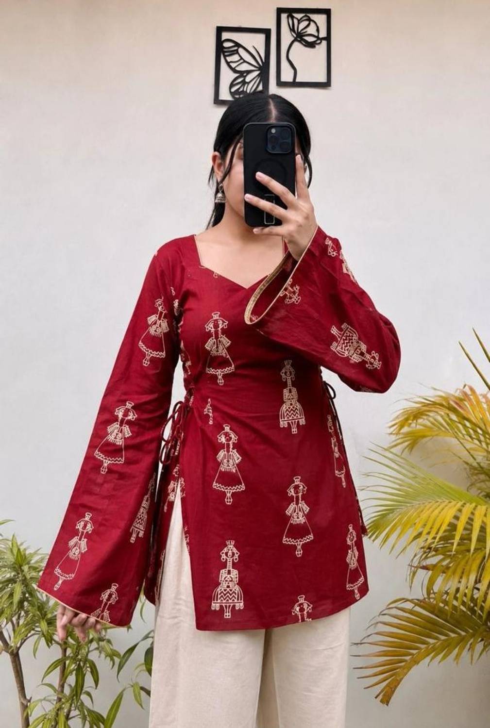 ZANVIRA Women Red Printed Straight Kurta - Image 3