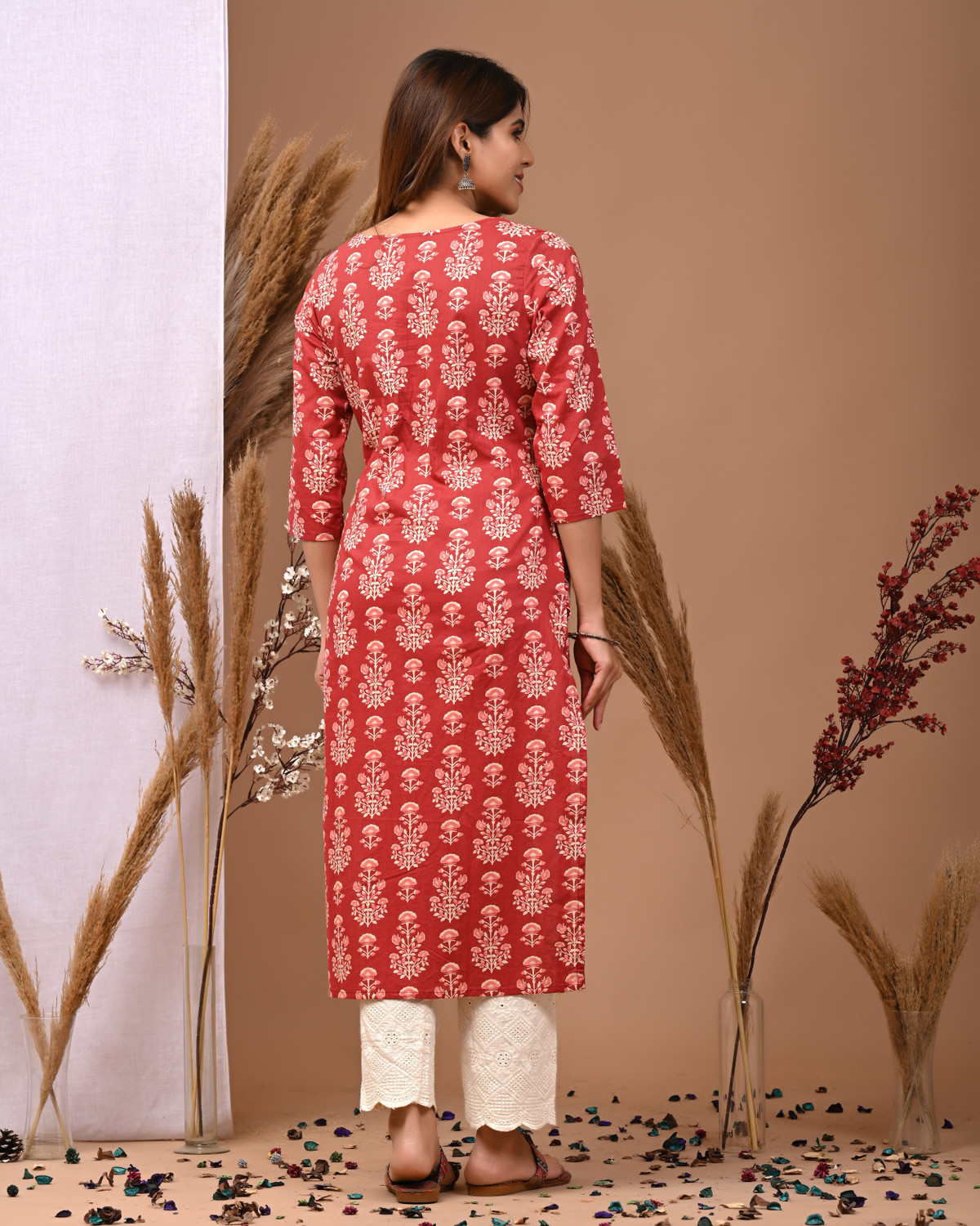 Image of Rimeline Fashion Women Printed, Embroidered Straight Kurta
