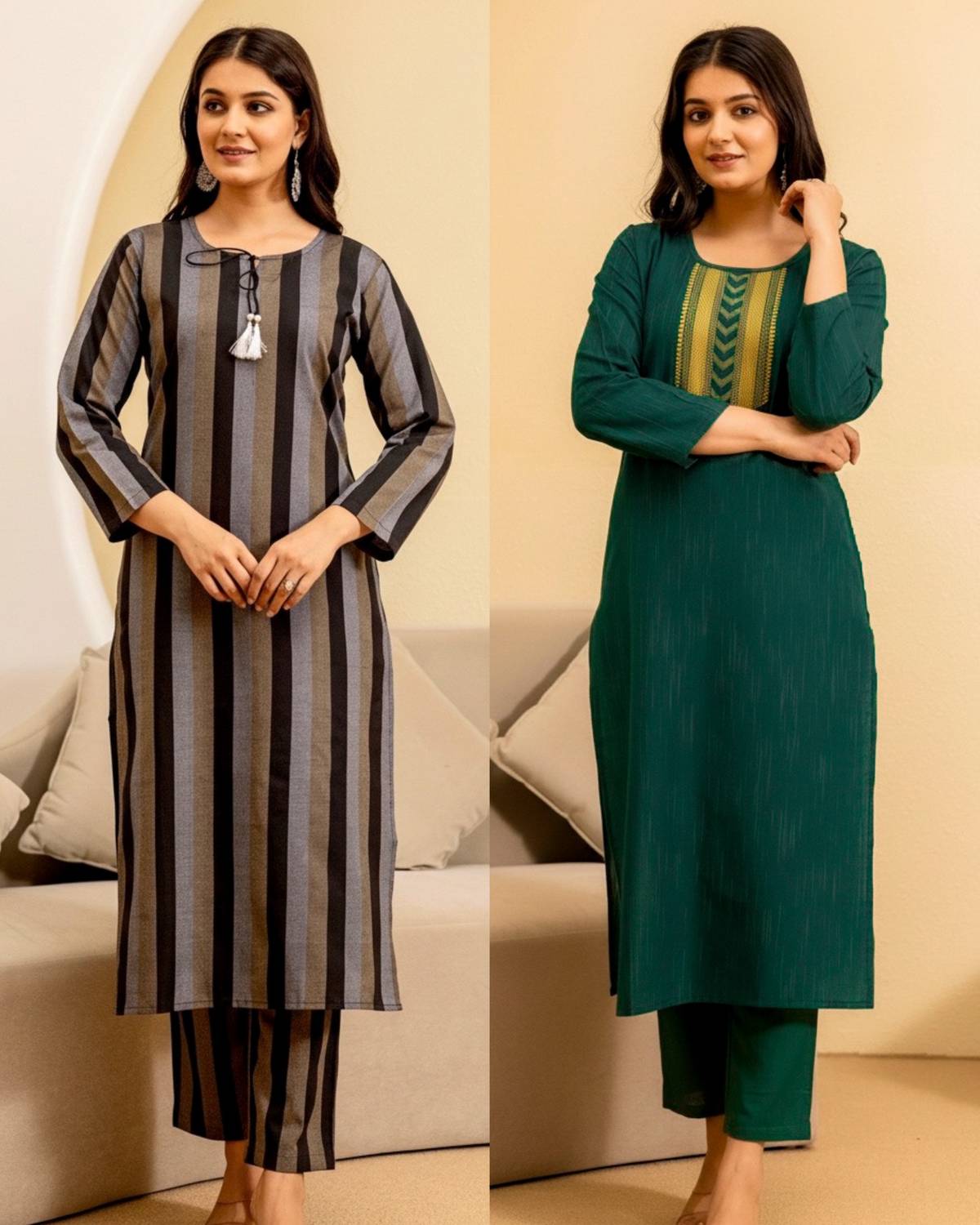 BILANZA Women Striped Straight Kurta