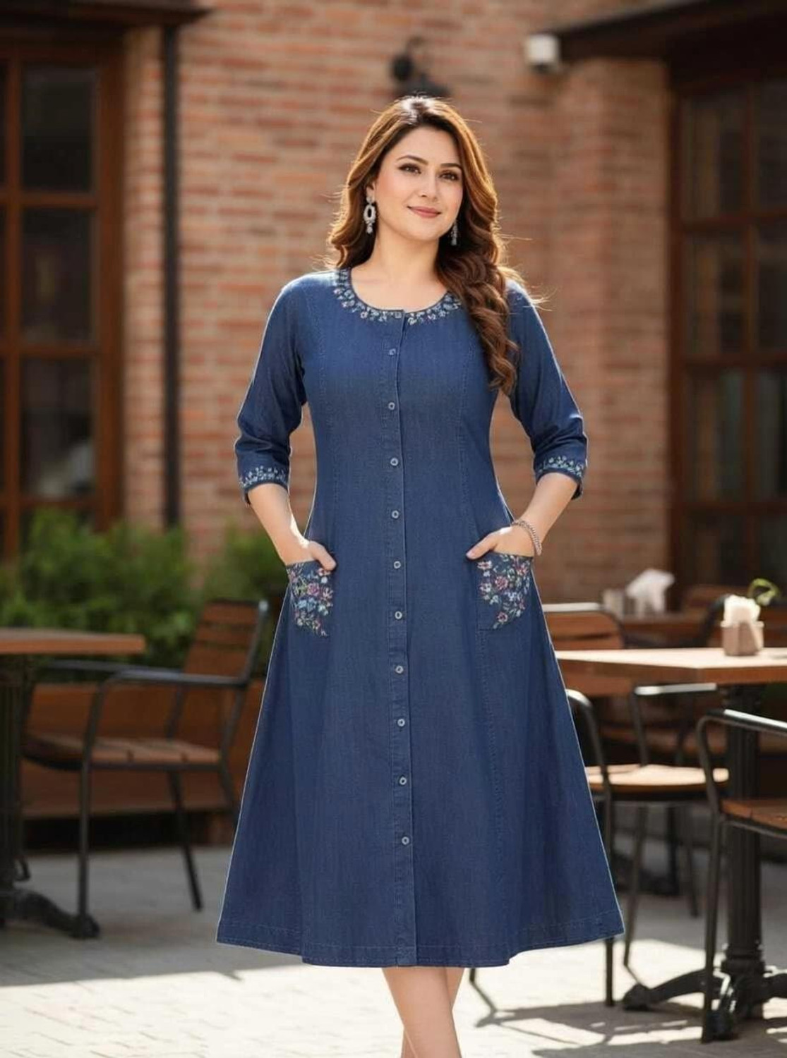 Image of sthreevsatra Women Embroidered A-line Kurta