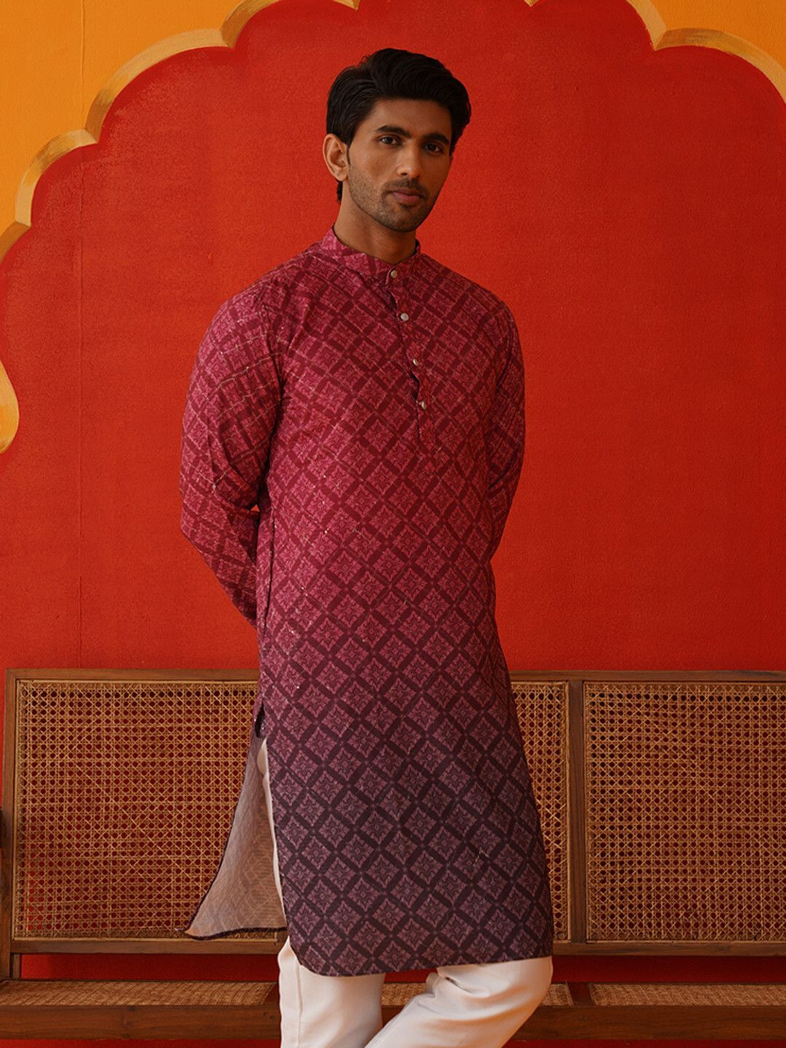 Image of Jompers Men Printed Straight Kurta