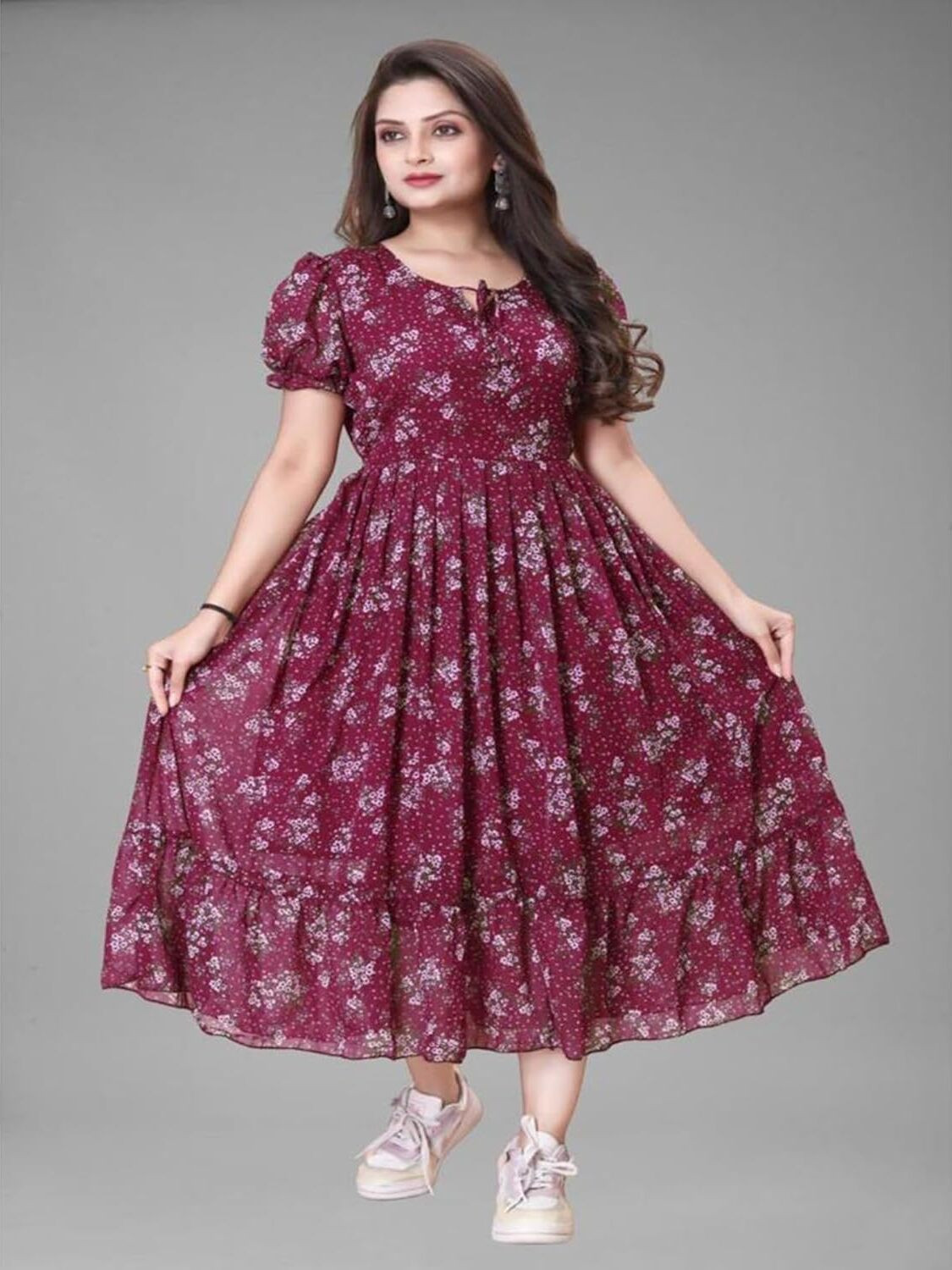 Image of Excessive Women Floral Print Anarkali Kurta