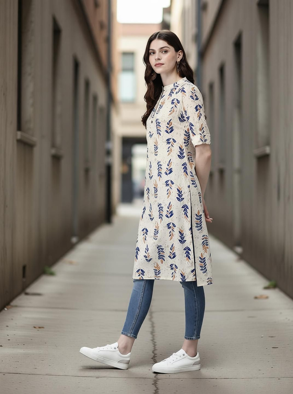 Image of BHADRIYAA Women Self Design Straight Kurta