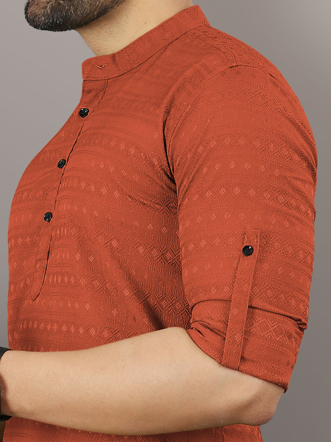Image of VeBNoR Men Self Design Straight Kurta