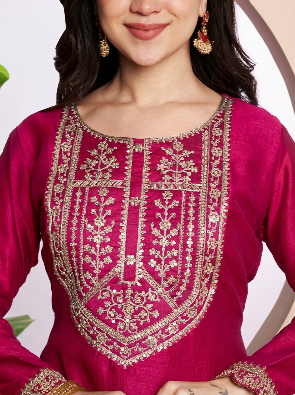 Image of HOUSE OF SETHIA Women Embroidered Straight Kurta