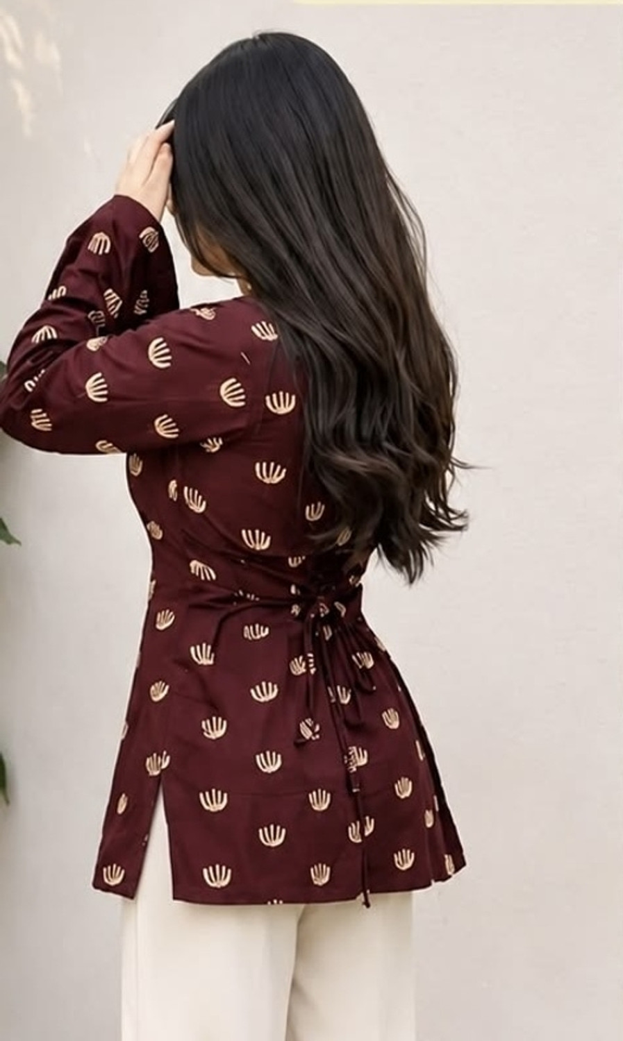 Image of MODAMIA Formal Printed Women Maroon Top