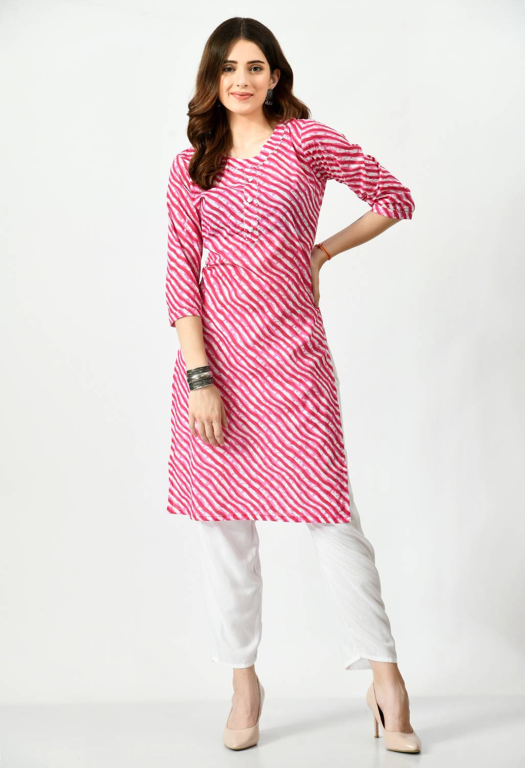 24Hour Fashion Women Leheriya Straight Kurta