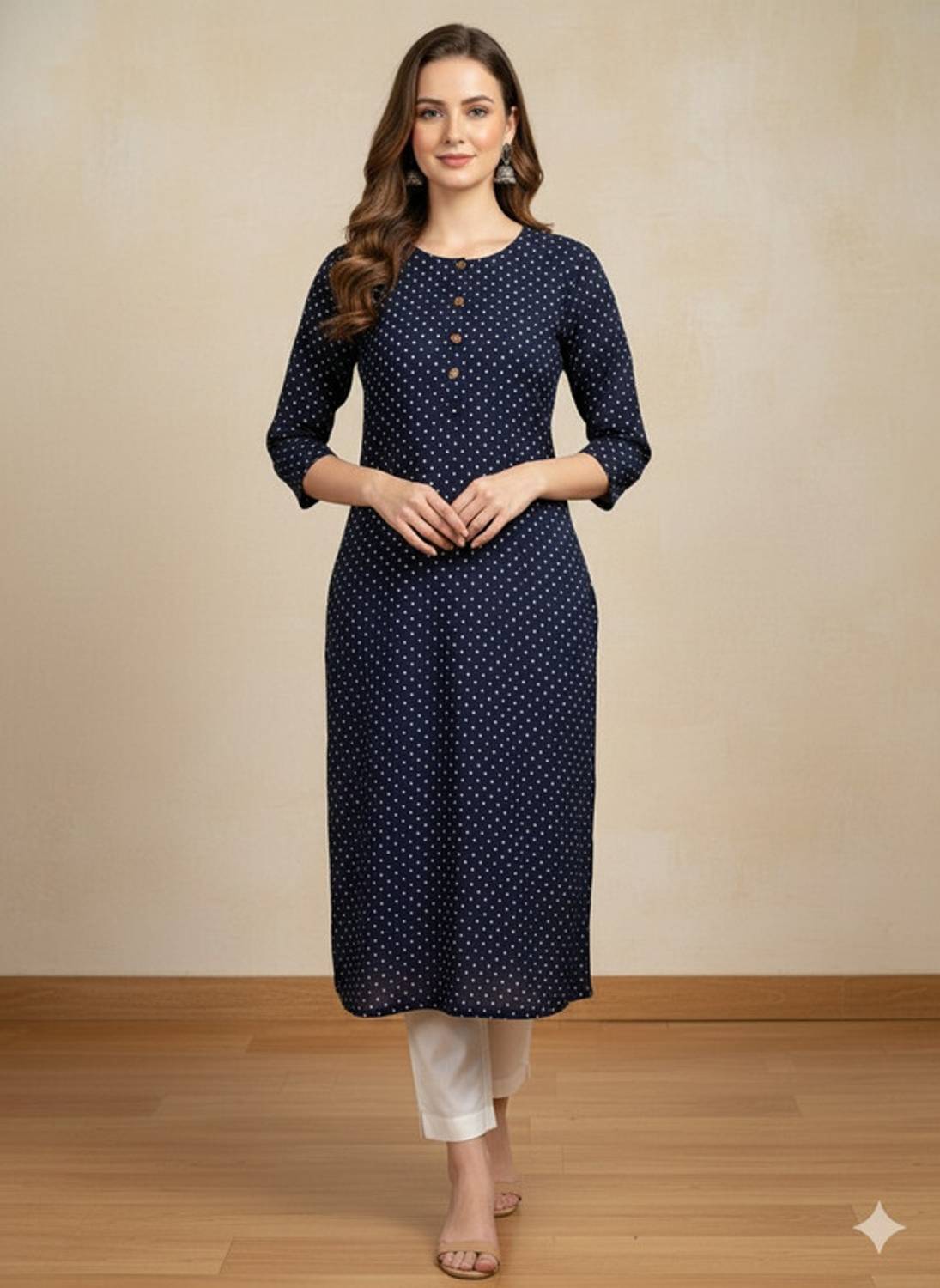 Saka Designs Women Printed Viscose Rayon Straight Kurta (Blue)