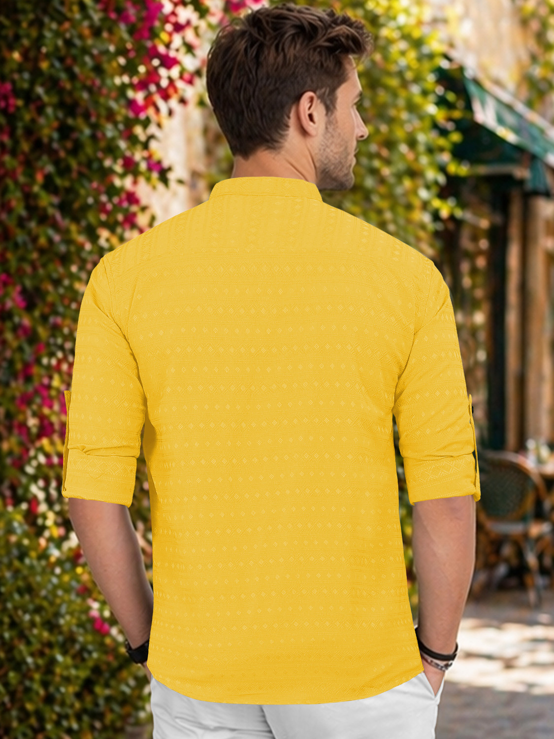 Image of VeBNoR Men Self Design Straight Kurta