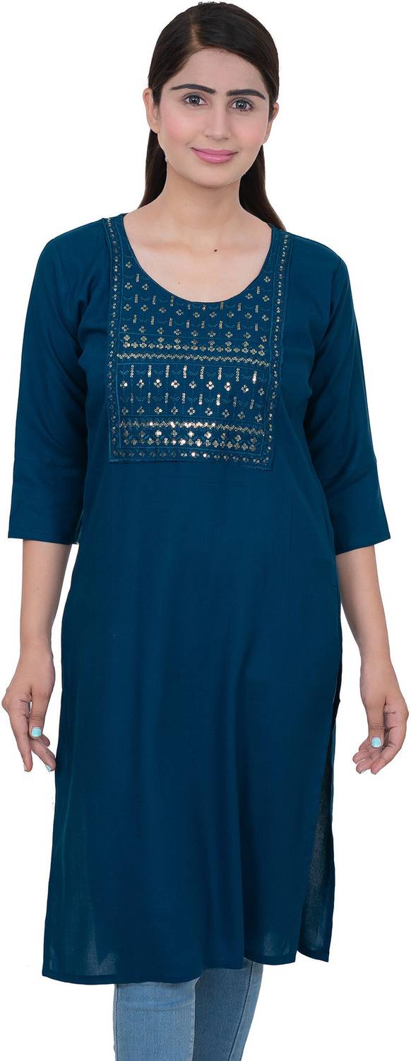 AGANTUK Women Embroidered Straight Kurta