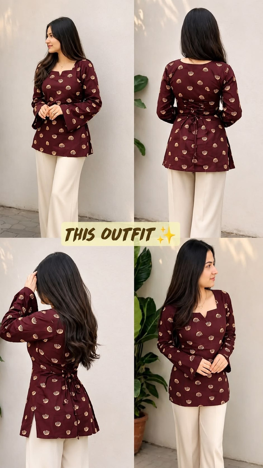 Image of MODAMIA Formal Printed Women Maroon Top