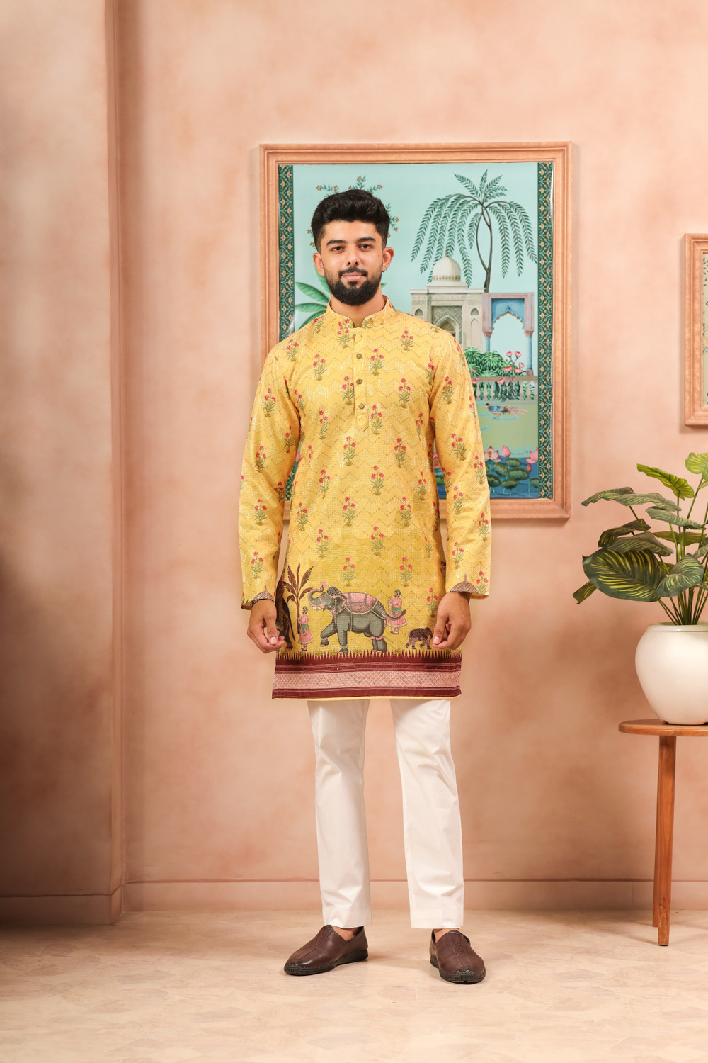 Image of Koshin Men Embroidered Straight Kurta