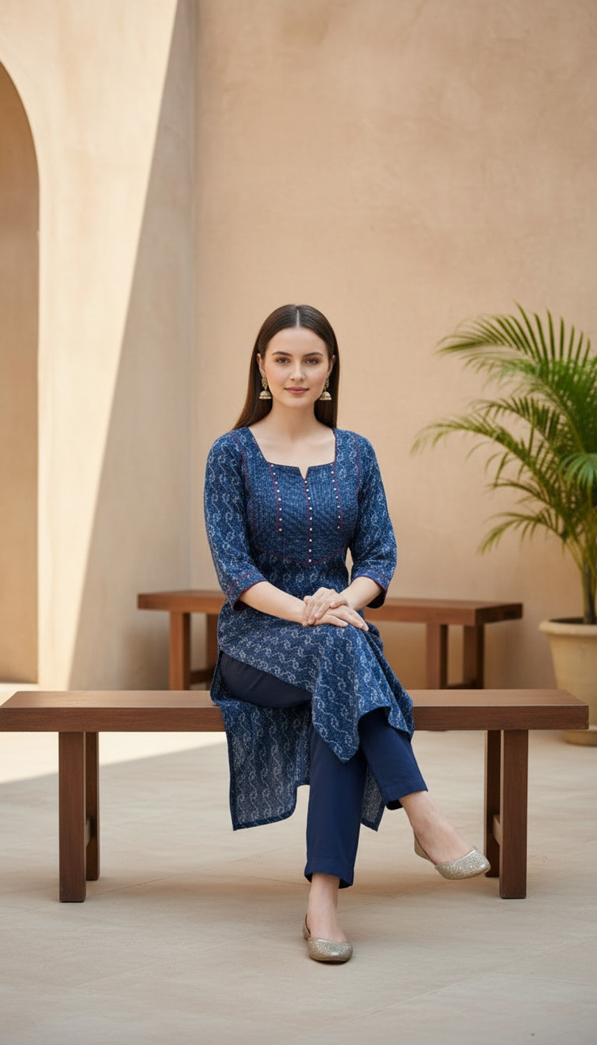 Image of Ambeeca Women Embroidered Straight Kurta