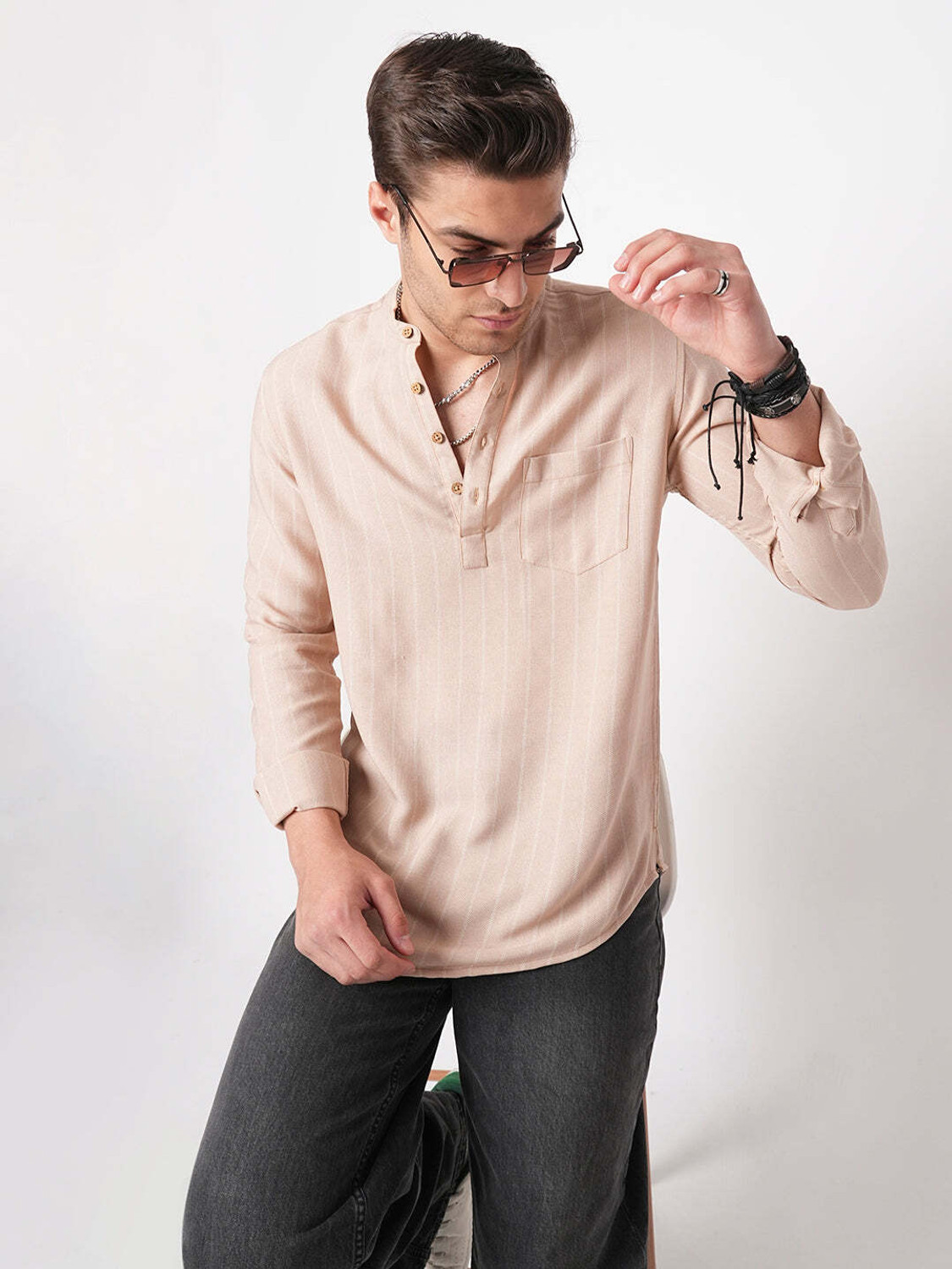 Image of VASTRADO Men Striped Straight Kurta