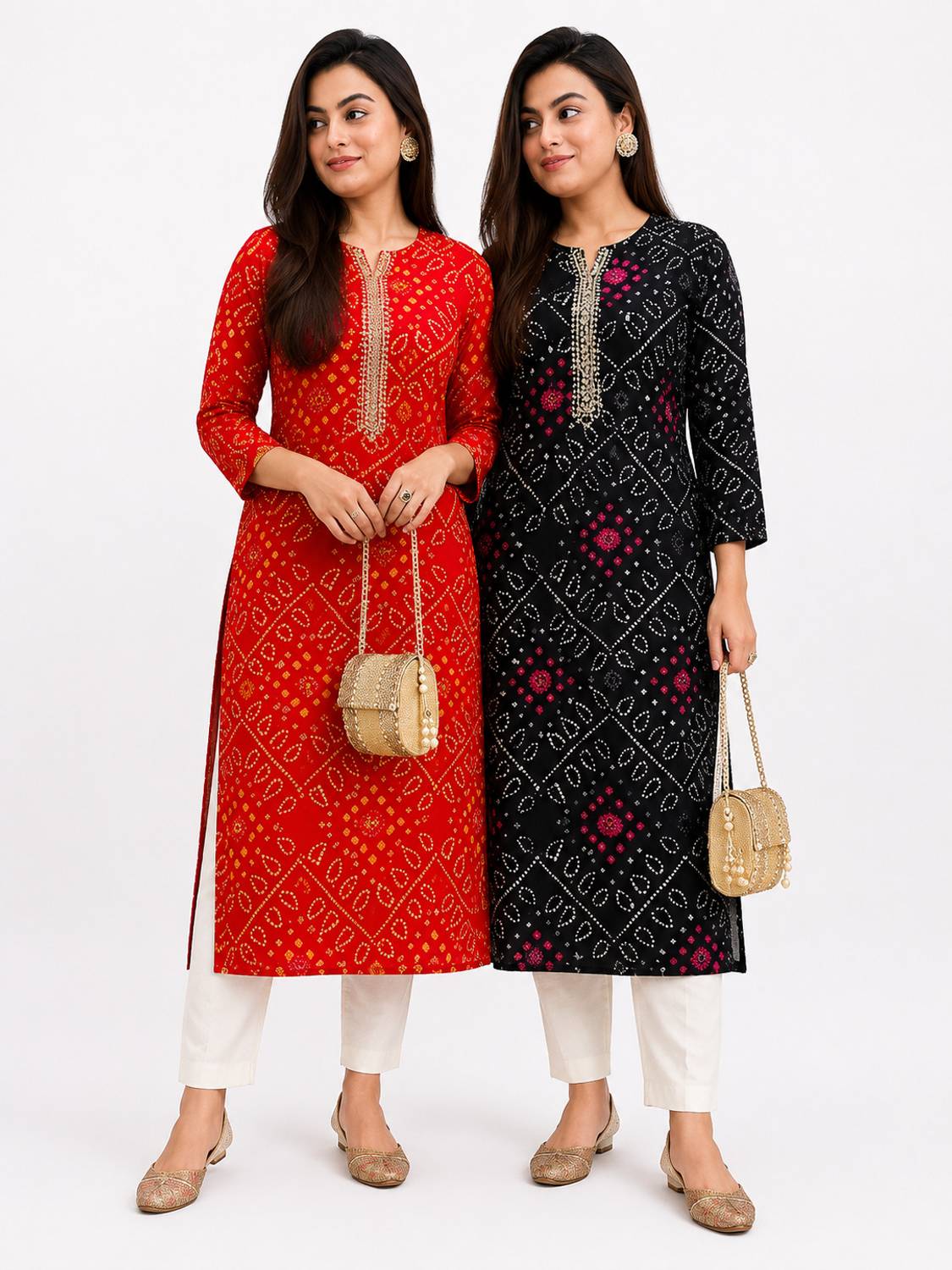 ABCREATION Women Printed Straight Kurta