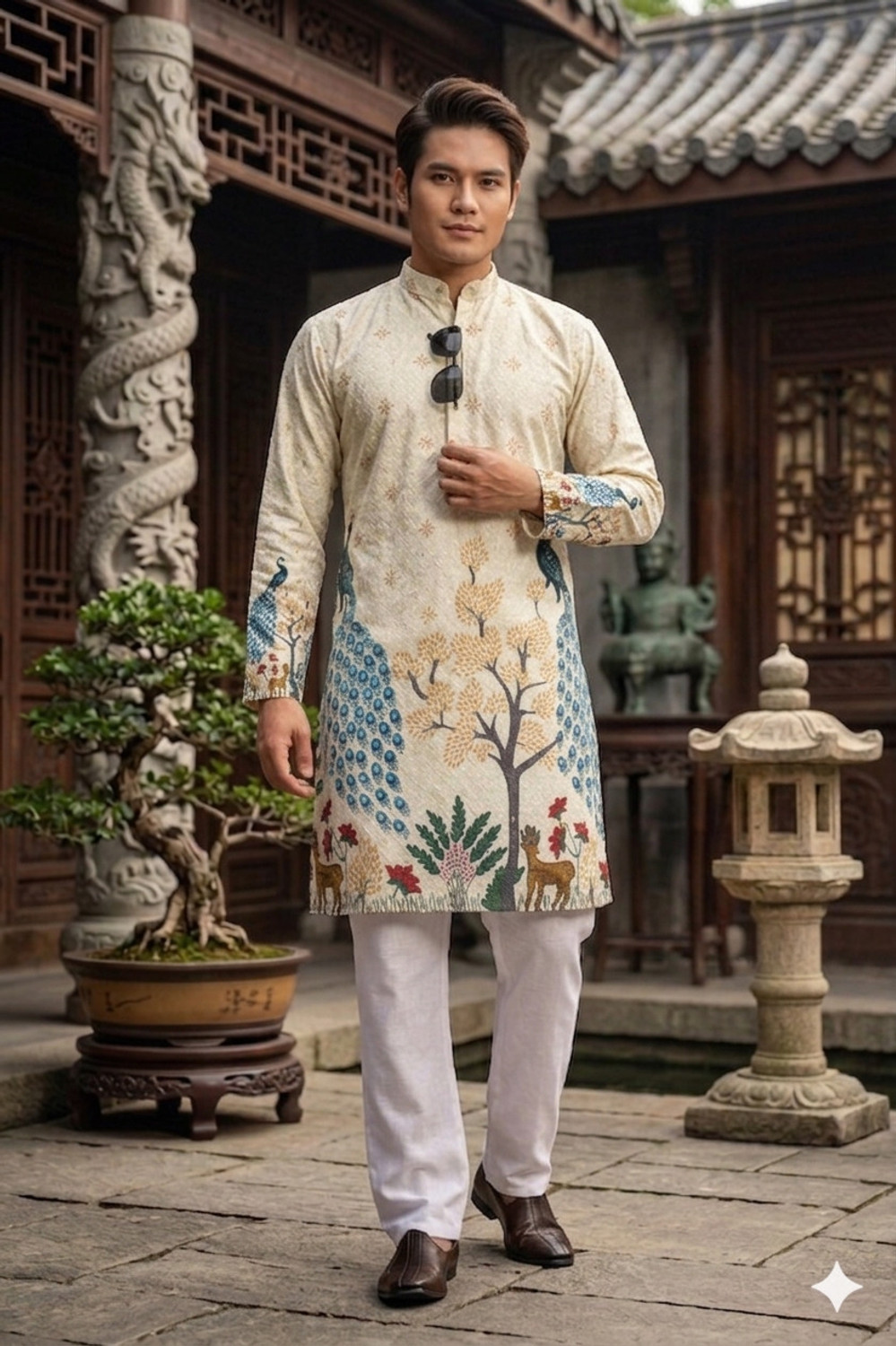 Image of MENTIFIC Men Printed Straight Kurta