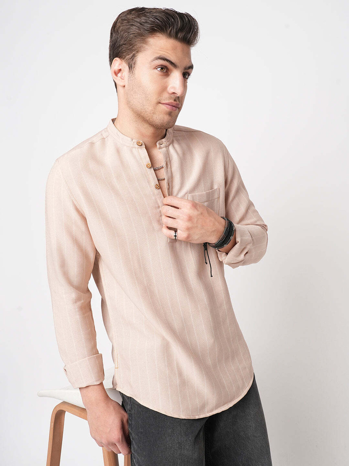 Image of VASTRADO Men Striped Straight Kurta