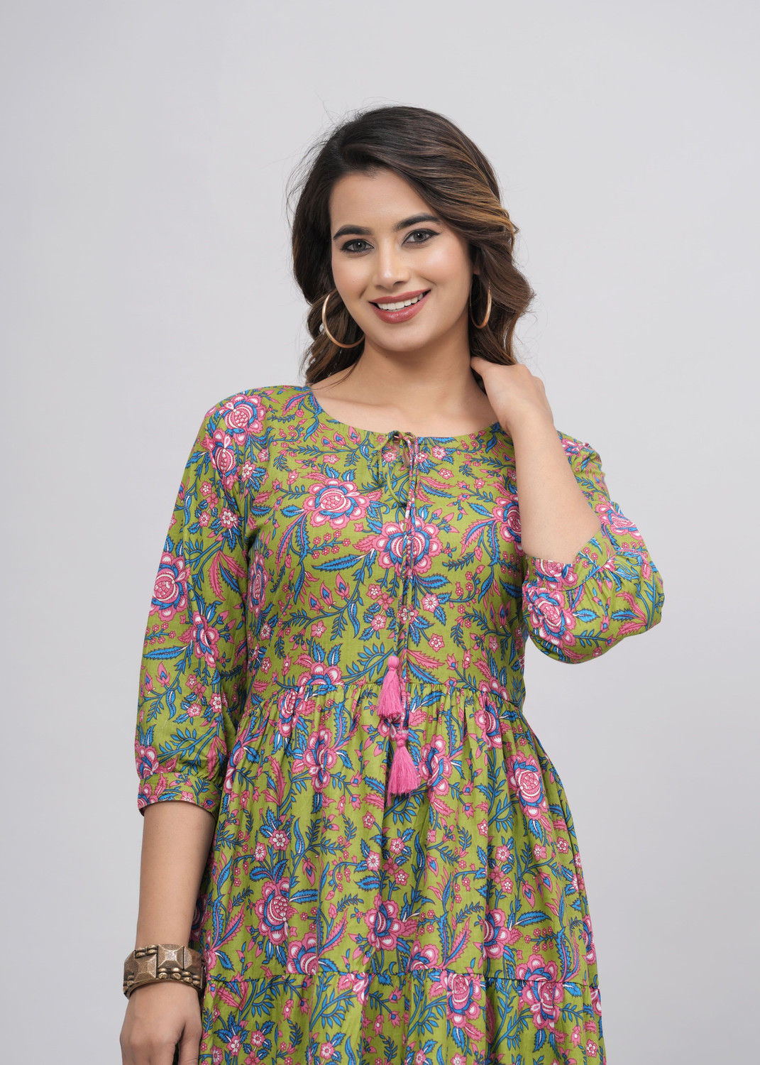 Image of Samragyi Women Floral Print, Printed Anarkali Kurta