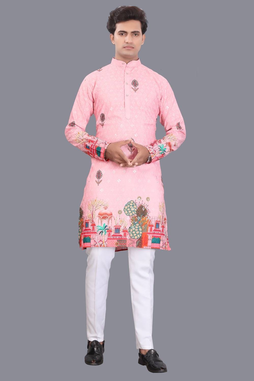 Alankrit Men Printed Straight Kurta