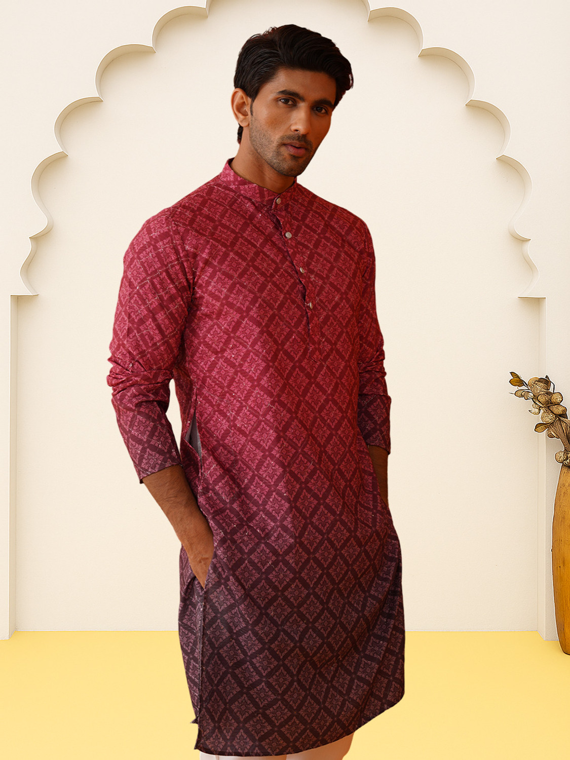 Image of Jompers Men Printed Straight Kurta
