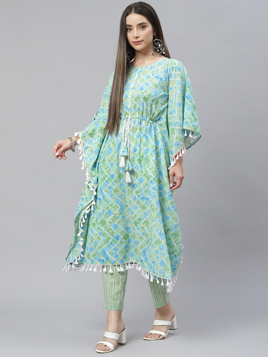 Image of indibelle Women Printed Kaftan Kurta