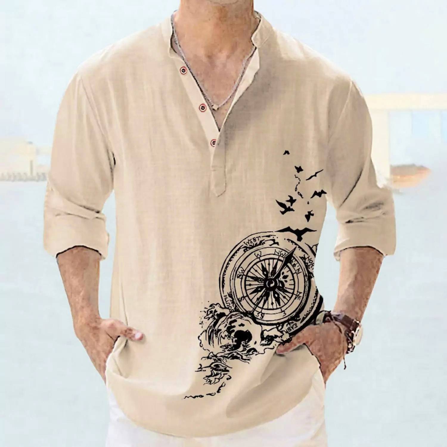 DEELMO Men White Printed Straight Kurta - Image 5