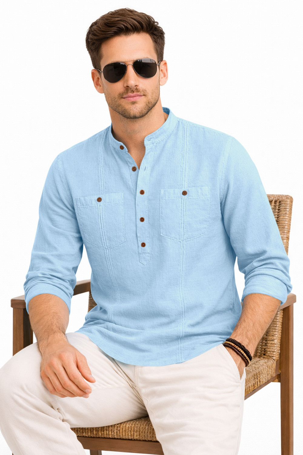 Image of zbio Men Solid Straight Kurta